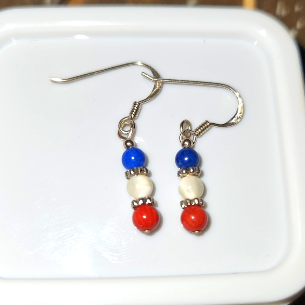 Kyanite, Selenite and Carnelian Earrings with Accents.